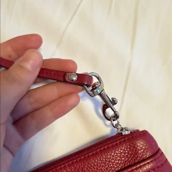Coach Burgundy Leather Turnlock Wristlet - Picture 9 of 9